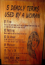 Beautiful Natural Laser Etched Cherry Wood Sign 12&quot; X 8&quot; Wall Decor Deadly Terms - £15.86 GBP