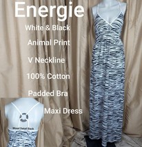 New Energie White &amp; Black Animal Print Maxi Dress Size M - £15.98 GBP