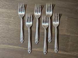 6 Silver Plate Salad Forks Prestige Plate Distinction - £10.08 GBP