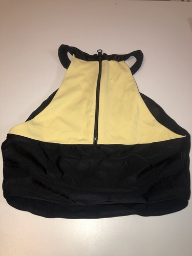 KORAL Womens Zip Up Sleeveless Work Out Yoga Top Yellow &amp; Black - $11.87