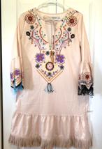MissLook Boho Festival Hippie Maxi Dress Womens LARGE Floral Tassel Fringe - £15.17 GBP