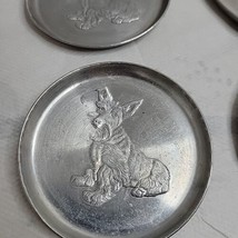 Vtg Set of 6 Scottish Terrier Scottie Drink Coasters Barware Aluminum Scotty Dog - £11.17 GBP