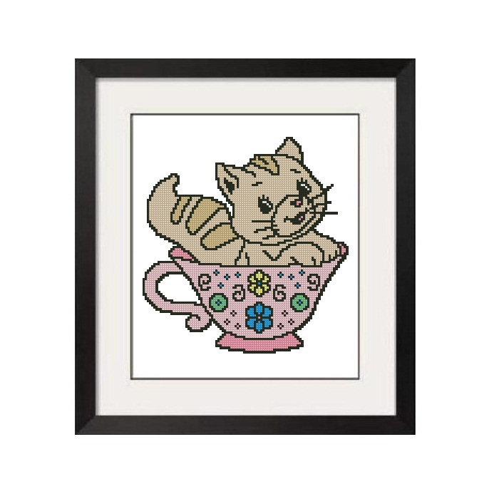 Primary image for ALL STITCHES - CUP OF TEA CROSS STITCH PATTERN .PDF -158
