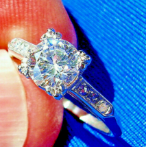 Earth-mined Diamond Deco Engagement Statement Ring Vintage Platinum Solitaire 6 - $141,271.78 MXN