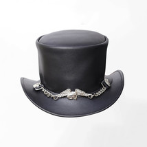 El Dorado | Men&#39;s Leather Top Hat | American Eagle Chain Hatband Genuine... - $37.31+