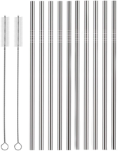Set of 10 Stainless Steel Straws, Huaqi Straight Reusable Straight Drinking Stra - £7.12 GBP
