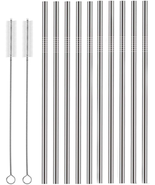 Set of 10 Stainless Steel Straws, Huaqi Straight Reusable Straight Drink... - £7.11 GBP
