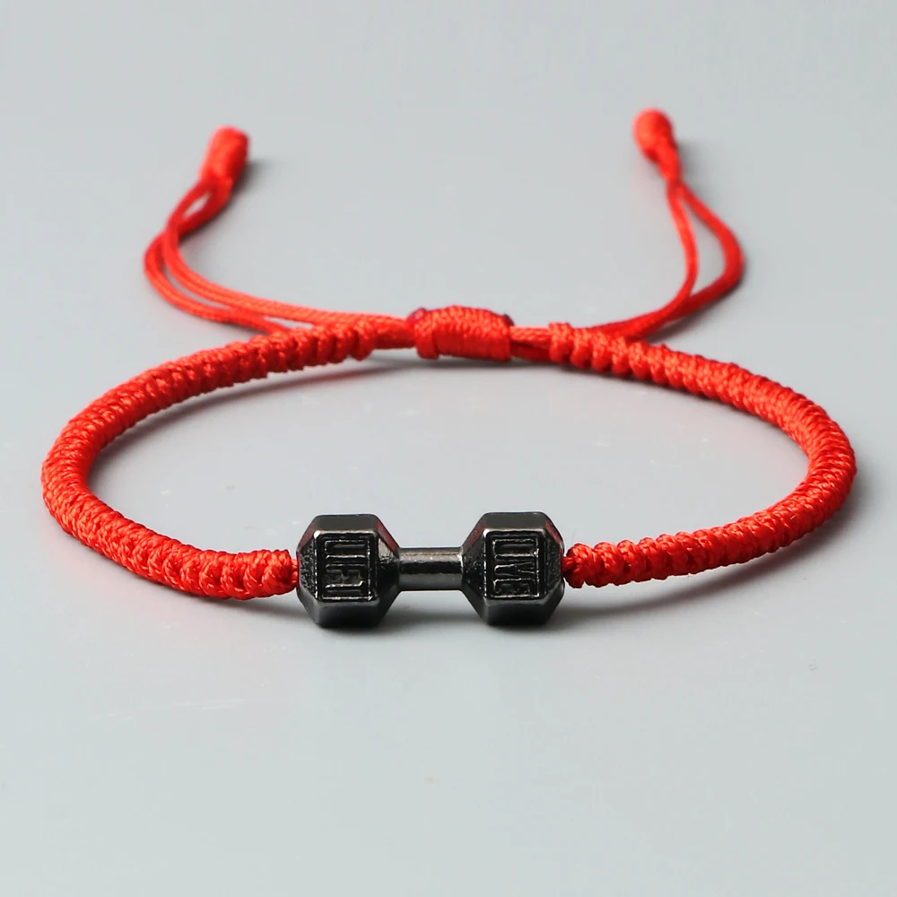 Sporting Charm Men Dumbbell Strand Bracelets Handmade Braid Knot Adjustable  Bra - £23.90 GBP