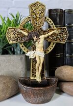 Jesus On The Cross Crucifix Wall Mount Or Desktop Dresser Plaque Holy Wa... - $17.49