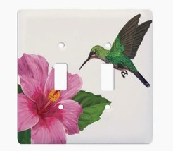 Hummingbird Bird Ceramic Double Light Switch Cover Floater Switchplate - £22.66 GBP