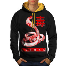 Wellcoda Deadly Cobra Bite Mens Contrast Hoodie, Lethal Casual Jumper - £31.13 GBP