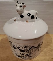 Rare 1995 Ceramic Cow Jar with Cover 6.5 &quot; Tall - Creation House - $24.18