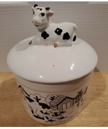 Rare 1995 Ceramic Cow Jar with Cover 6.5 &quot; Tall - Creation House - £18.97 GBP