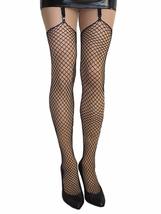 Angelique Womens Plus Size Durable Black Fishnet Stockings with Unfinished Top T - £9.51 GBP