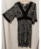 Dressbarn Women’s Wide Kimono Dolman Sleeve Black &amp; White Swirl Dress, s... - £28.11 GBP