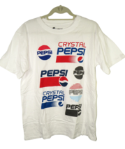 Retro Pepsi Logo Men&#39;s White Tee Crystal Pepsi Size Large - $29.99