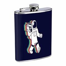 Retro Astronaut Hip Flask Stainless Steel 8 Oz Silver Drinking Whiskey Spirits E - $9.95