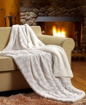 Tache White Ivory Super Soft Warm Polar Faux Fur with Sherpa Throw Blanket 63 x - £51.88 GBP
