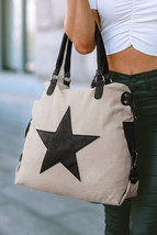 Beige Casual Five-pointed Star Canvas Tote Bag - $28.43