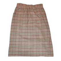 Vintage Joan Leslie Skirt Womens 16 Brown Plaid Wool Blend Pencil Academ... - $29.88