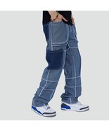 Patchwork Washed Straight Denim Pants - $44.99