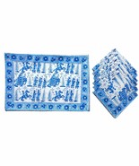 Hand Block 100% Cotton Indian Style Theme Dining Table Mats and Napkins ... - $38.33 CAD