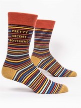 Pretty Decent Boyfriend Mens Crew Socks Blue Q Size 7-12 - £11.02 GBP