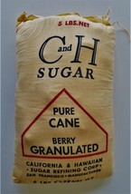 1939 antique FULL 5lb SUGAR BAG unused fabric sealed C and H san francisco - £98.88 GBP