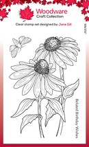 Woodware Clear Stamps 4&quot;X6&quot;-Echinacea &amp; Moth - £19.42 GBP