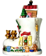 Vintage Ceramic Christmas Boot Featuring Teddy Bears With Wind Up Music ... - $661.64 MXN