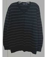 NAUTICA MEN&#39;S LS V-NECK NAVY STRIPED SWEATER-XL100% COTTON-BARELY WORN-G... - $8.59