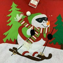 Christmas Tree Skirt Felt 48&quot; Holiday Time Snowman Skiing NEW - £12.80 GBP