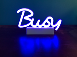 &quot;Busy&quot; LED workspace decor FUN LED NEON Blue Sign Bright Cursive Style Nice NEW! - £15.09 GBP