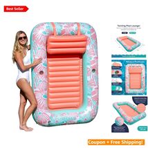 Luxurious Vinyl Tanning Lounger - Aqua Inflatable Pool Float with Neck S... - $94.99