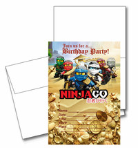 12 Ninjago Birthday Invitation Cards (12 White Envelops Included) #1 - £14.90 GBP