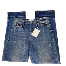 Kancan Mordekaiser High Rise Dad Jeans Size 7/27 Dark Wash Distressed Hem - £52.90 GBP