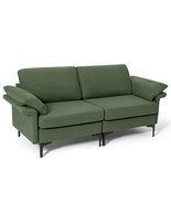 Modern Fabric Loveseat Sofa for with Metal Legs and Armrest Pillows-Army... - $406.12