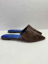 Free People X Jeffrey Campbell Pointed Toe Mule Flats Faux Snakeskin Brown Sz 10 - £22.77 GBP