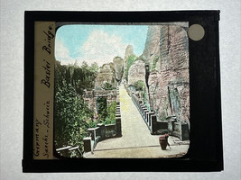 Antique Color Glass Magic Lantern Slide “Germany Bastei Bridge” - £14.33 GBP