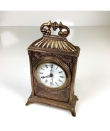 Vtg Rensie Germany Brass Carriage Desk Table Alarm Clock 7”H * READ - $29.00