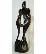 Ghana Africa FAMILY UNITY BROWN WOOD SCULPTURE CARVING Parent Children 15&quot; - €28,16 EUR