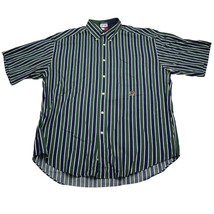 Tommy Hilfiger Shirt Mens Large Blue Green Striped Logo Button Up Casual - £14.76 GBP