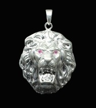 Loin Head Sterling Silver Pendant charm biker necklace gift - $103.88