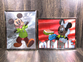 2 VTG Walt Disney Mickey and Minnie Mouse Prismatic Foils 8X10 Metal Frames Rare - £19.94 GBP