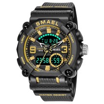 SMAEL Men Sports Watches Brand Military Waterproof Digital Watch Mens Dual Displ - £29.02 GBP
