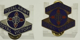 Vintage US Military DUI Insignia Pin Set TOTAL ARMY TOTAL VICTORY - $12.35