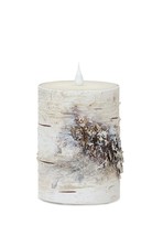 LED Birch Candle 3.5&quot;D x 5&quot;H (Set of 2) with Remote - £68.21 GBP