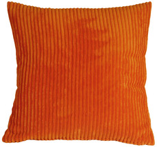 Wide Wale Corduroy 18x18 Dark Orange Throw Pillow, with Polyfill Insert - £31.93 GBP