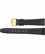 Men&#39;s 16 mm Regular Black Leather Flat Lizard Grain Watch Strap Band - $546.84 MXN