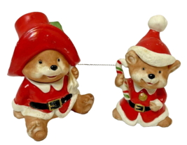 Vintage Homco Lot 2 5600 Christmas Santa Suit Porcelain Bear Figurines 3.5 In - £10.10 GBP